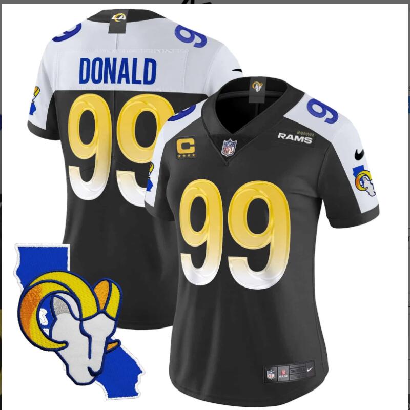 Women Los Angeles Rams #99 Donald California Patch Vapor Limited 2024 NFL Nike NFL Nike black jerseys